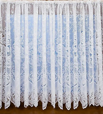 ANKARA THICK WHITE FLORAL LACE NET CURTAIN - SOLD BY WIDTH -PRIVACY-FREE POSTAGE