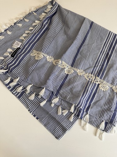 Antik batik blue white tassel - antik,