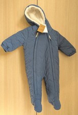 Blue Next Baby Boys Girls Hooded Quilted Fur Pramsuit Snowsuit 6-9mo Winter BNWT