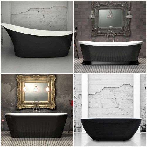 Black freestanding bath - black,