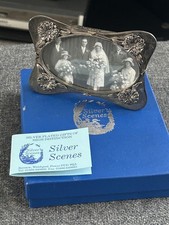 Vintage Boxed Silver Scenes Silver Plated Floral Photo Frame
