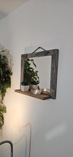 Wooden Wall Mirror with Shelf
