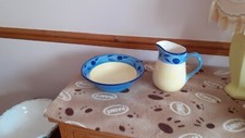 Matching Jug and Bowl in Blue and Yellow. This comes as a set.