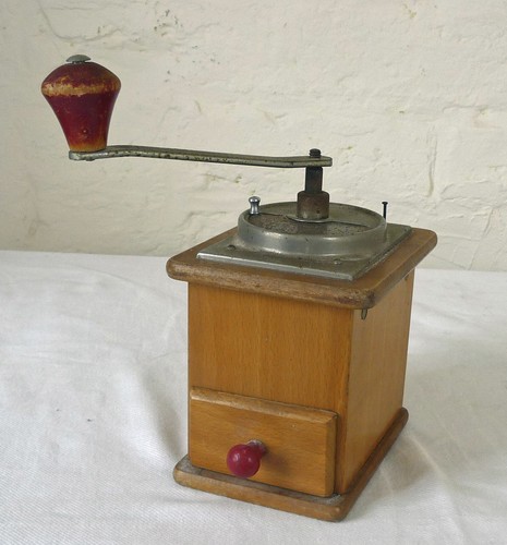 Vintage wooden coffee grinder - coffee,