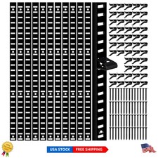 Complete Wall Shelving System: 12 Shelf Brackets & 72 Adjustable Clips in Black