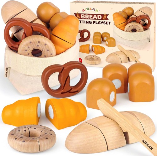 Airlab wooden play food set - wooden,