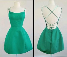 size 2 SHERRI HILL Green Sculptural Holiday LACE-UP BACK Event Party Mini DRESS