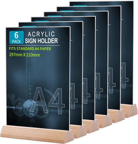 Acrylic sign holders table - sign,