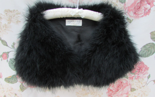 Black feather bridal wrap - black,