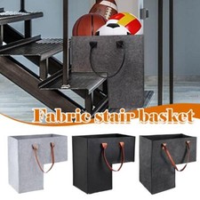 Stair Basket with Leather Handles Felt LShape Large Capacity Stair Step Bin=