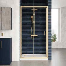 ShowerWorX Atlantic Brushed Brass 1900mm Sliding Shower Door 6mm Toughened Glass