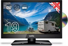 CELLO 19" 12 volt LED TV DVD Freeview +Freesat + USB Player CARAVAN HGV TV 12v