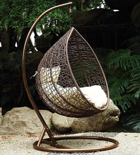 Brown rattan egg chair - brown, swing