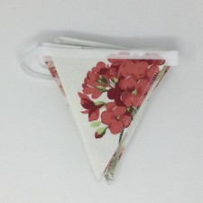 LAURA ASHLEY GERANIUM CRANBERRY FABRIC HANDMADE BUNTING 5 FLAGS