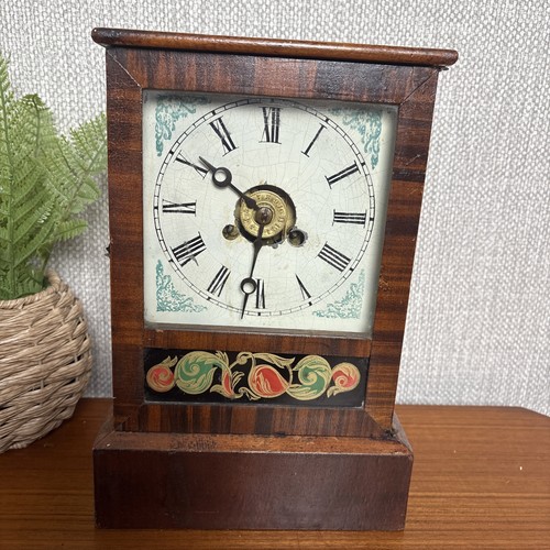 Antique wooden mantel clock - antique,