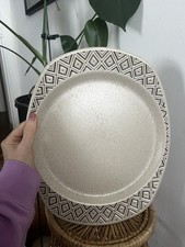Vintage Purbeck Pottery Brown Diamond Serving Plate Large Platter Steak Beige 
