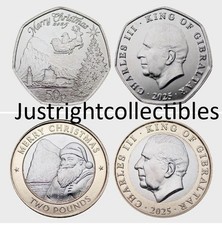 2025 GIBRALTAR CHRISTMAS 50p and £2 COIN set