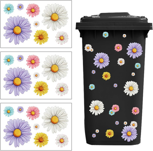 Wheelie bin stickers flowers - wheelie,