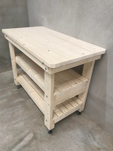 Wooden work bench with - wooden, two