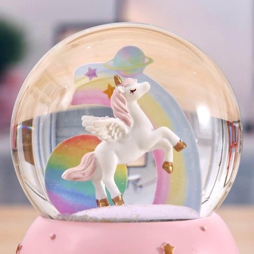 Unicorn snow globe music box - snow,
