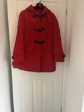 Ladies red Hooded Duffle Coat Wool Blend By JBC Collection Size 14