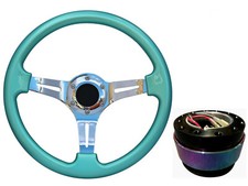 Mint Green Chrome TS Steering Wheel NEO CHROME Quick Release boss BN for NISSAN