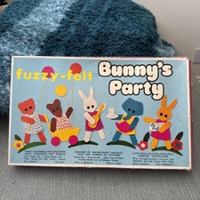 Vintage Fuzzy Felt 70's Flannel Board Set Bunny's Party