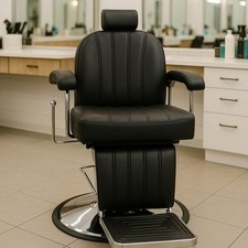 Heavy-Duty Salon Barber Chair Adjustable Height Reclining Backrest Faux Leather
