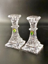 Waterford Crystal Lismore Cut Pair Of 15cm Square Candlesticks - Unused