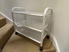 Habitat / Conran Perforated White Metal Tubular Trolley 3 Shelves  Vintage 80s