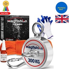 Magfishion Magnet Fishing Kit - 700Lb Strong Neodymium Magnet, 20M Rope, Gloves