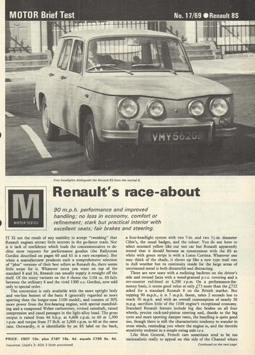 Renault original 1969 uk - 8s,