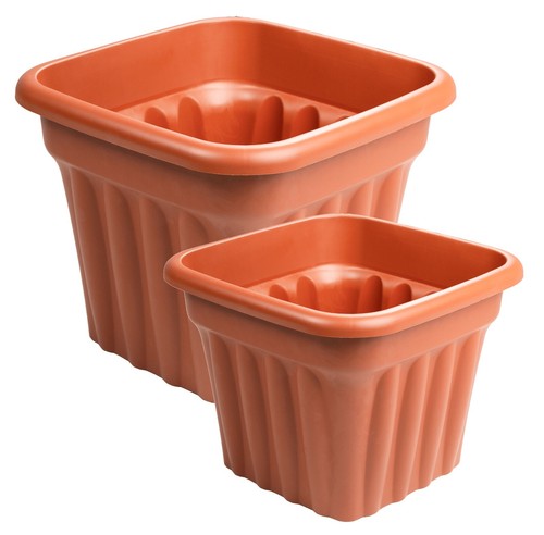Terracotta square plant - terracotta,