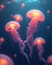 Neon Jellyfish Wall Art