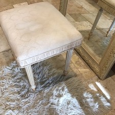 Gustavian French Louis Vintage Vanity Dressing Table Stool Seat Wood Frame Piano