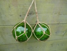 2x Glass Jade Green Fishing Boat Net Float - Buoy Blown Balls - Jappanese 165 mm