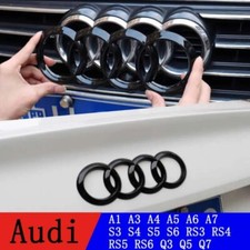 Find Audi Gloss Black Badges Emblem 4 Rings Front & Rear A1 A3 A4 A5 273mm 192mm