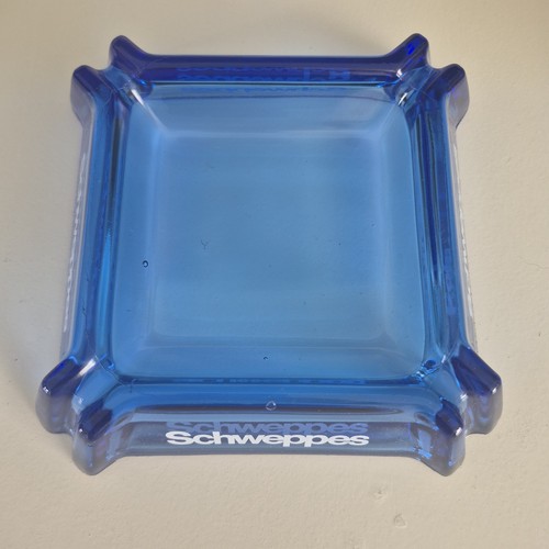 Large schweppes blue glass - schweppes,