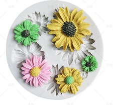 3D Daisy Silicone Icing Mould Baking Sugar craft Fondant topping Decorate Flower
