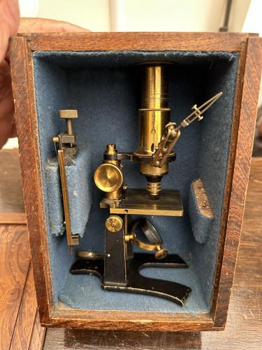 Antique brass microscope - brass, in