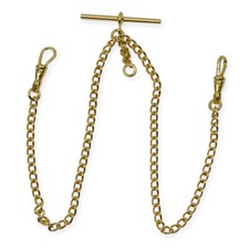QUALITY ROLLED GOLD double albert chain pocketwatch chain fob watch T bar NEW