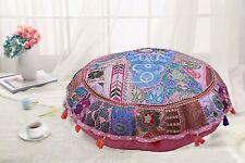 Pink Round Floor Cushion Patchwork Vintage Floor Pillows XL 40 in Chairpad