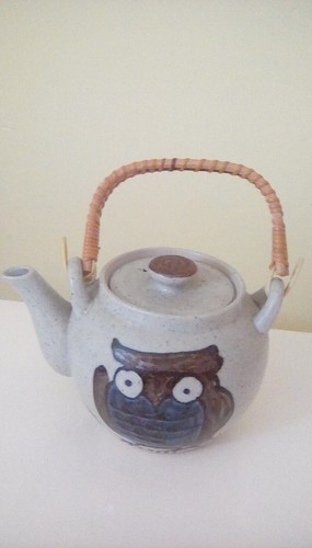 Vintage art pottery owl teapot - art,