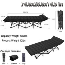 Heavy Duty Oversized Folding Bed Single Camping Cot Travel Guest + Carry Bag UK