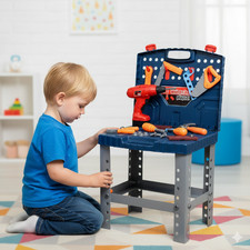 Kids Workbench Tool Bench Realistic Toy Woking Drill 45+ Pieces Construction Set