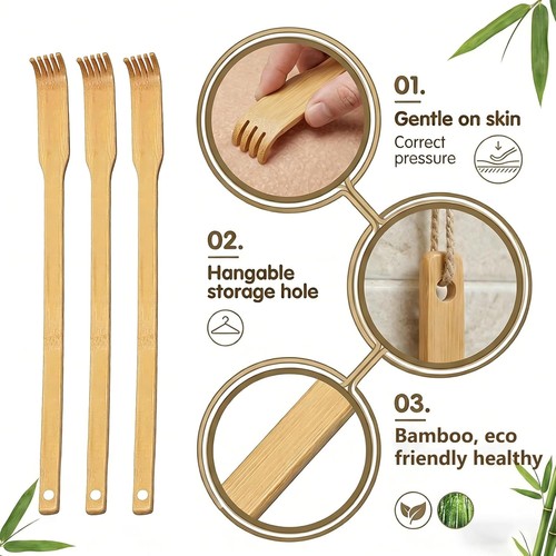 3pcs bamboo back scratchers - 3pcs,