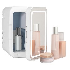LED Mirror Mini Fridge Portable Beauty Ice Box Table Top Small Cooler Warmer 4L