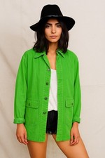 vintage 1960-70s lime green Swedish Army work jacket coat denim chore worker w