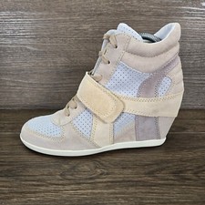 Ash Bowie Pink Beige Suede Hidden Wedge Heel Shoes Boots Size UK 4 EU 37