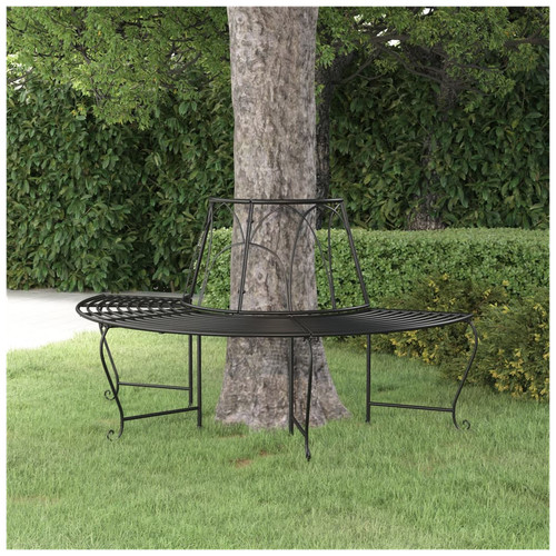 Half round tree bench black - round,